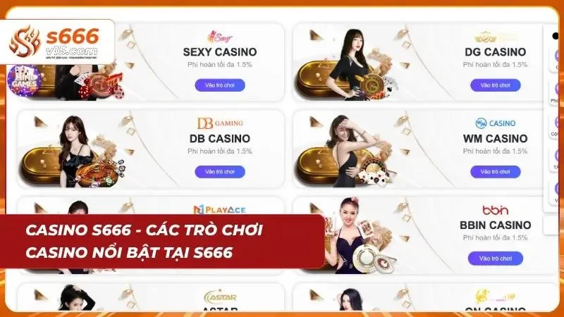 Sảnh casino trực tuyến với nhiều trò chơi hấp dẫn đa dạng