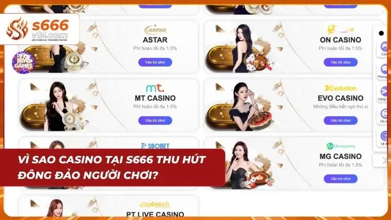 Sảnh casino trực tuyến thu hút lượng lớn người tham gia